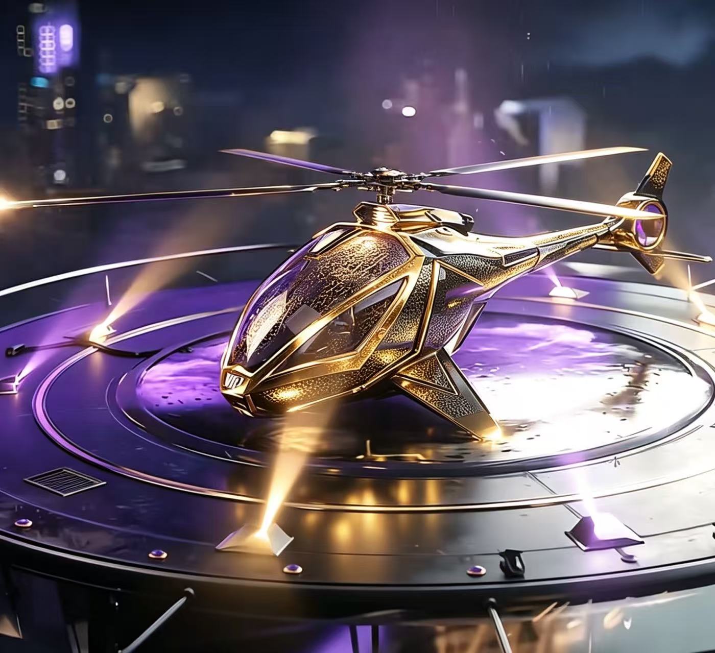 Neon Golden Helicopter(霓光金色直升机)